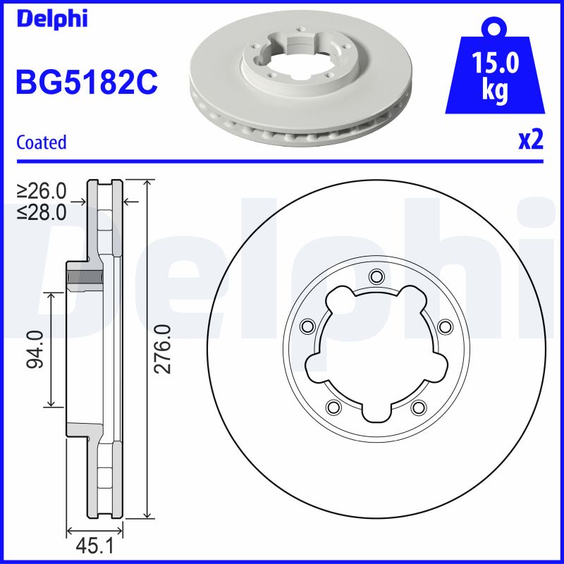 DELPHI Első féktárcsa BG5182C_DEL