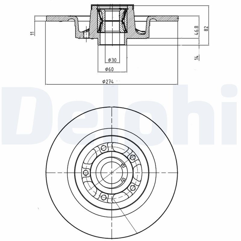 DELPHI Féktárcsa+kerékagycsapágy BG9026RS_DEL