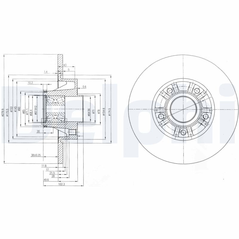 DELPHI Féktárcsa+kerékagycsapágy BG9031RS_DEL