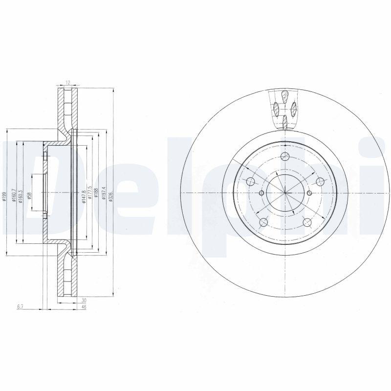 DELPHI Első féktárcsa BG9055_DEL