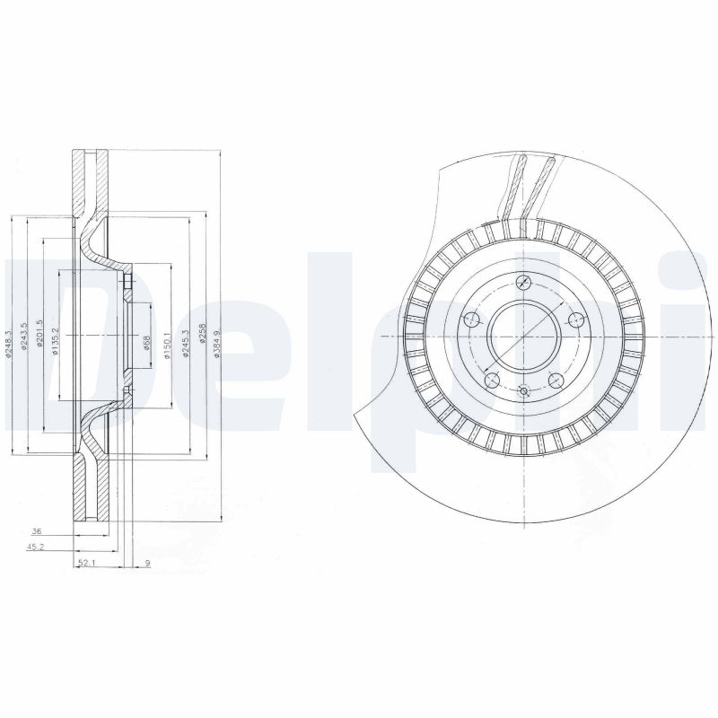 DELPHI Első féktárcsa BG9065C_DEL