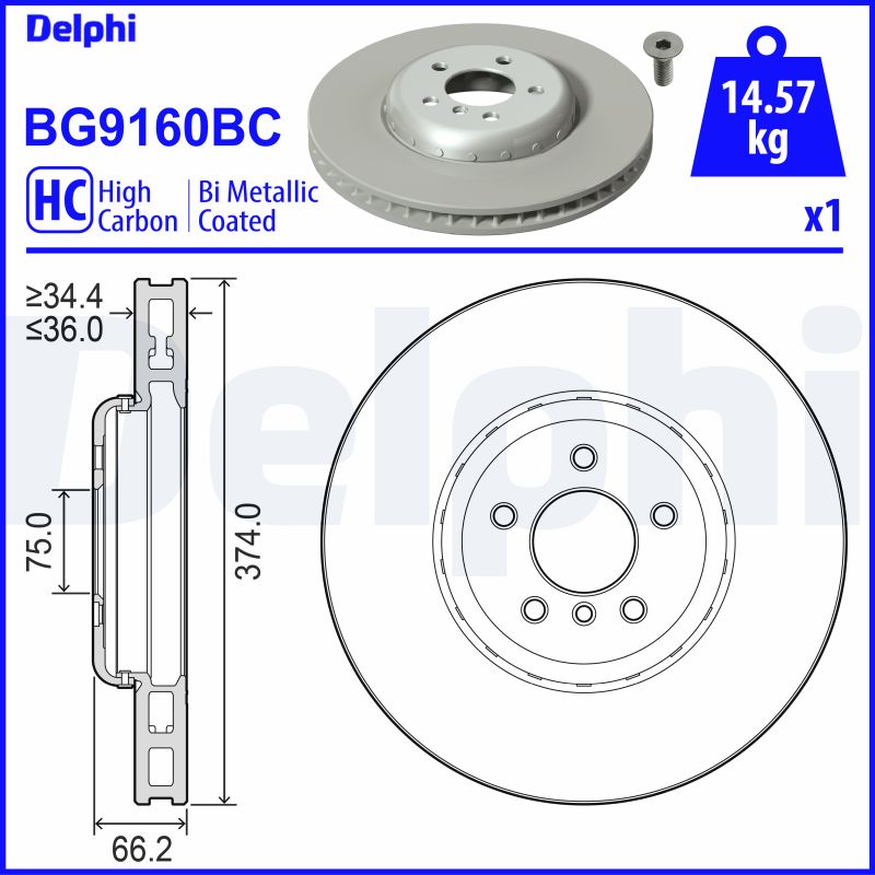 DELPHI Első féktárcsa BG9160BC_DEL