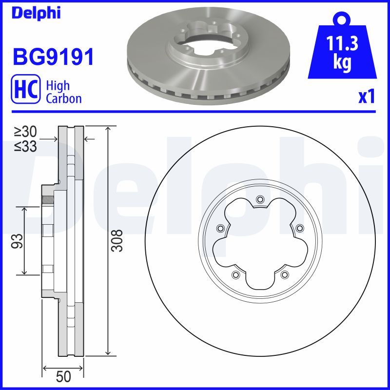 DELPHI Féktárcsa, mind BG9191_DEL