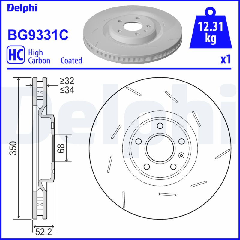 DELPHI Első féktárcsa BG9331C_DEL