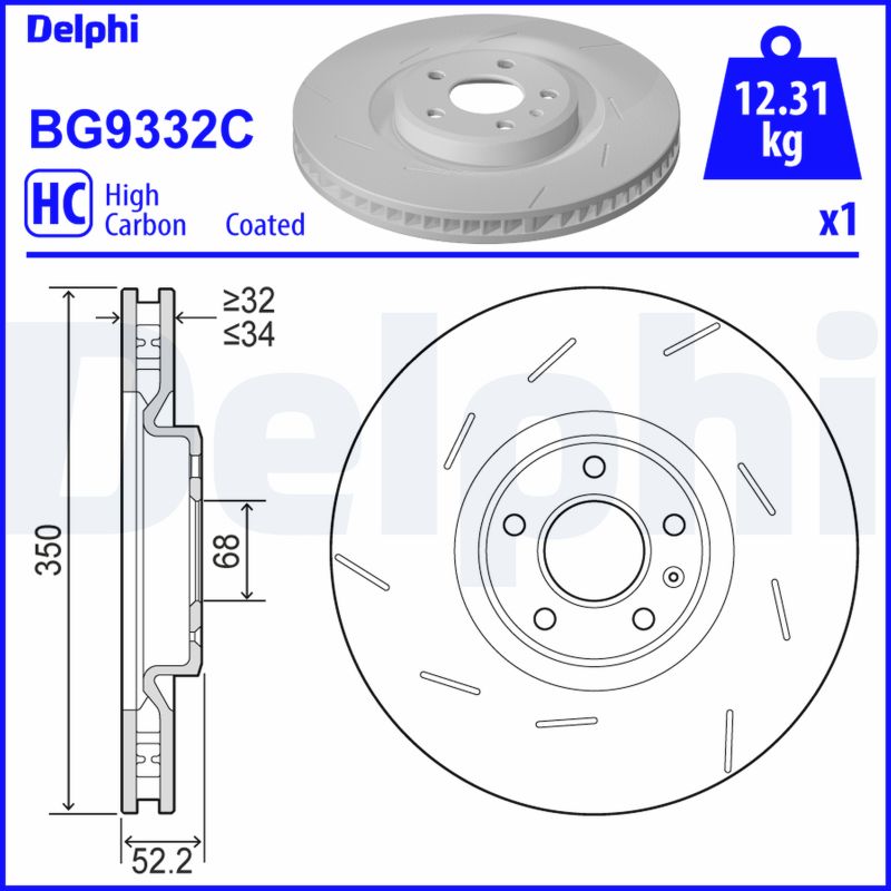 DELPHI Első féktárcsa BG9332C_DEL