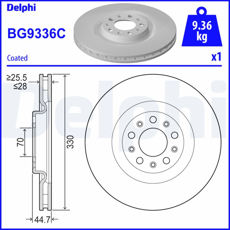 DELPHI Első féktárcsa BG9336C_DEL