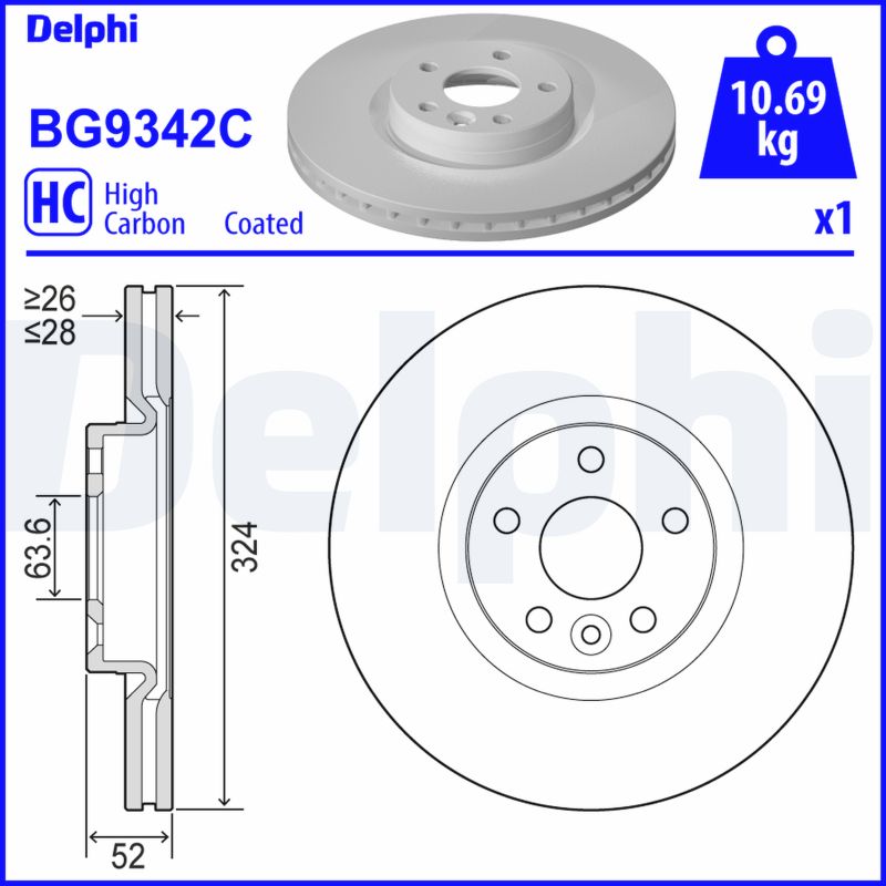 DELPHI Első féktárcsa BG9342C_DEL