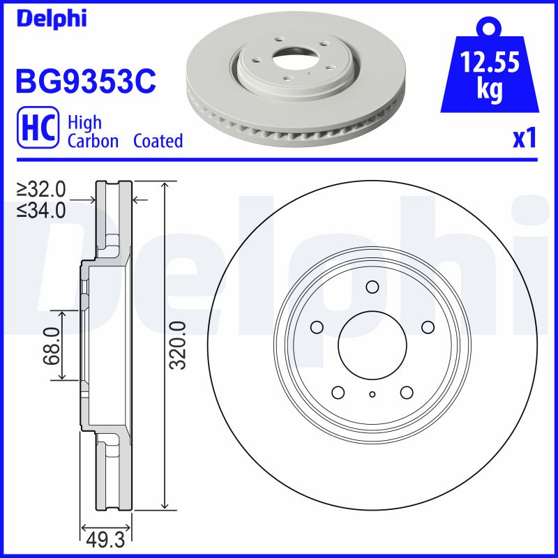 DELPHI Féktárcsa, mind BG9353C_DEL