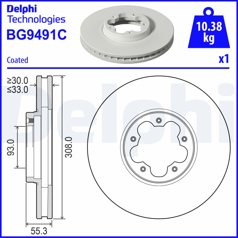 DELPHI Első féktárcsa BG9491C_DEL