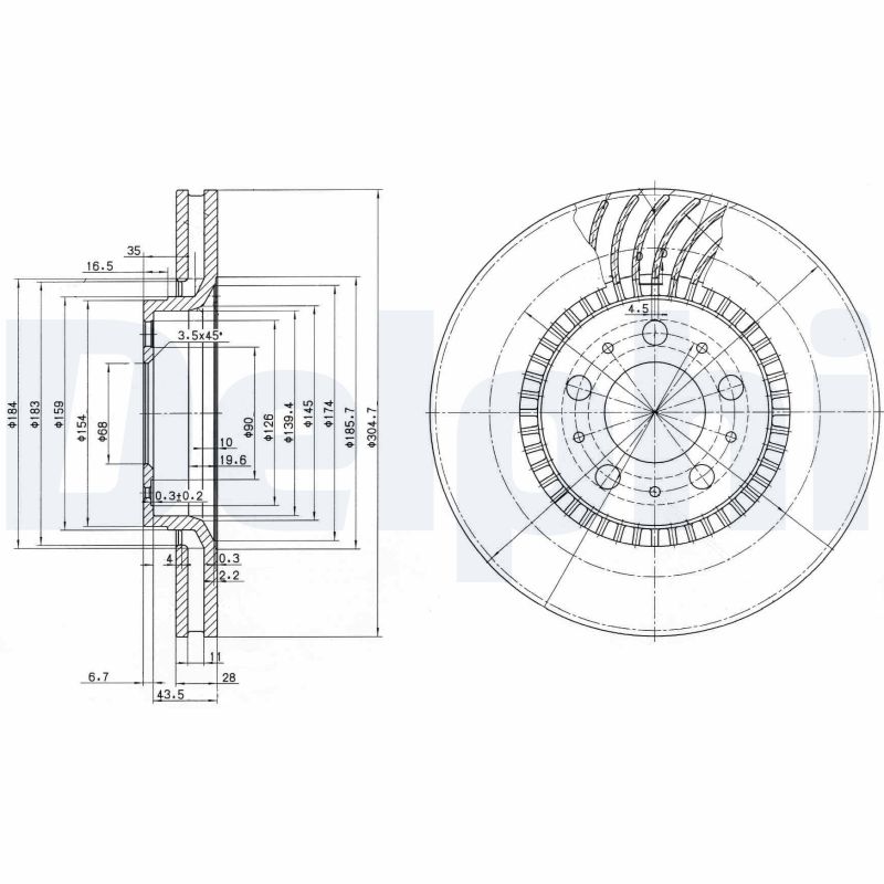 DELPHI Első féktárcsa BG9514C_DEL