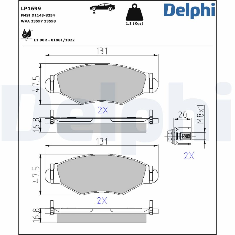 DELPHI Első fékbetét LP1699_DEL