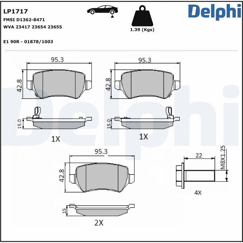 DELPHI Hátsó fékbetét LP1717_DEL