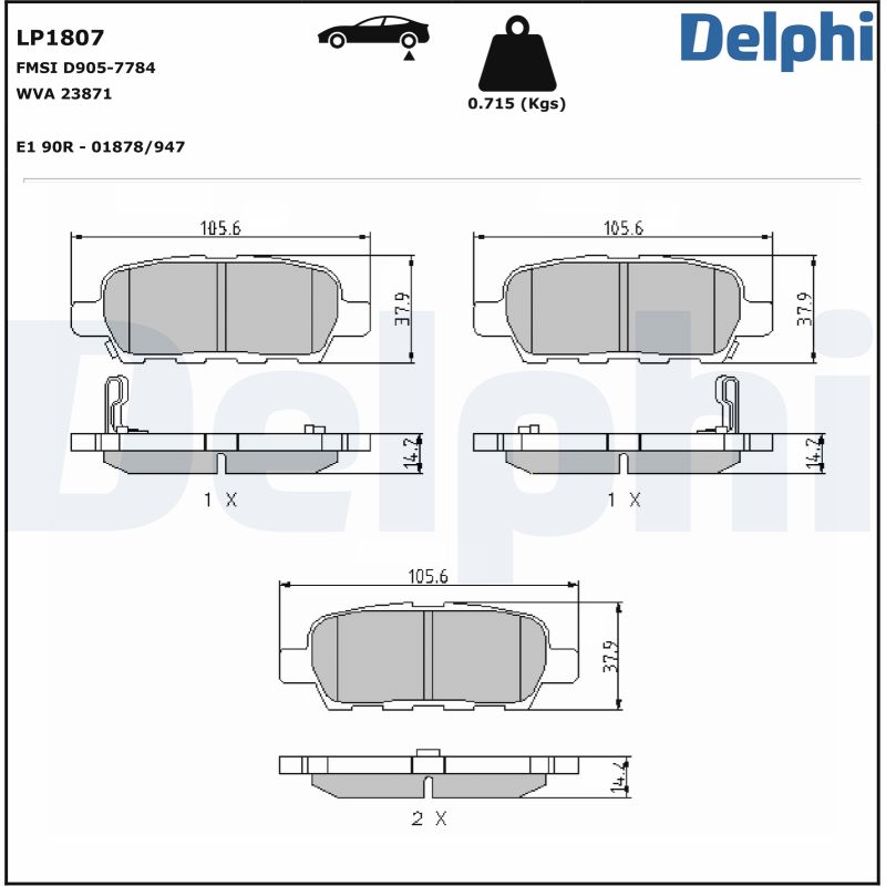 DELPHI Hátsó fékbetét LP1807_DEL