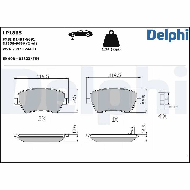 DELPHI Első fékbetét LP1865_DEL