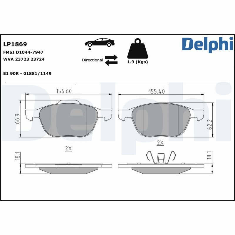 DELPHI Első fékbetét LP1869_DEL