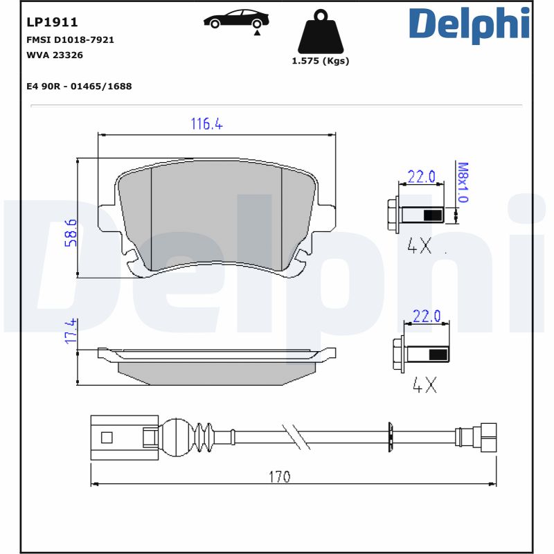 DELPHI Hátsó fékbetét LP1911_DEL