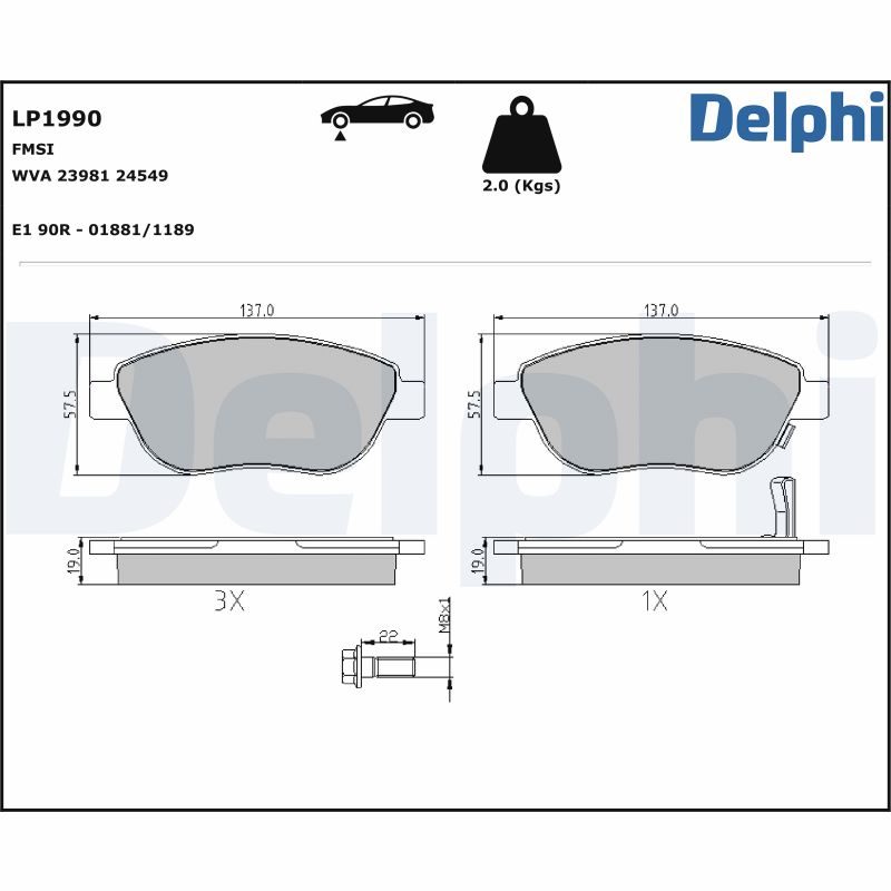 DELPHI Első fékbetét LP1990_DEL