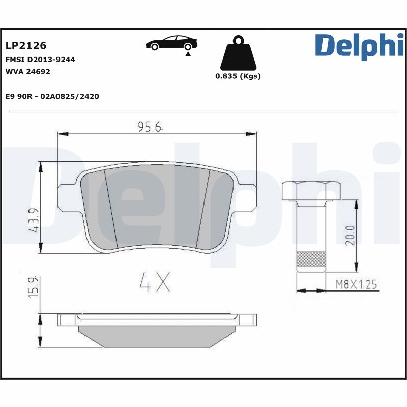 DELPHI Hátsó fékbetét LP2126_DEL