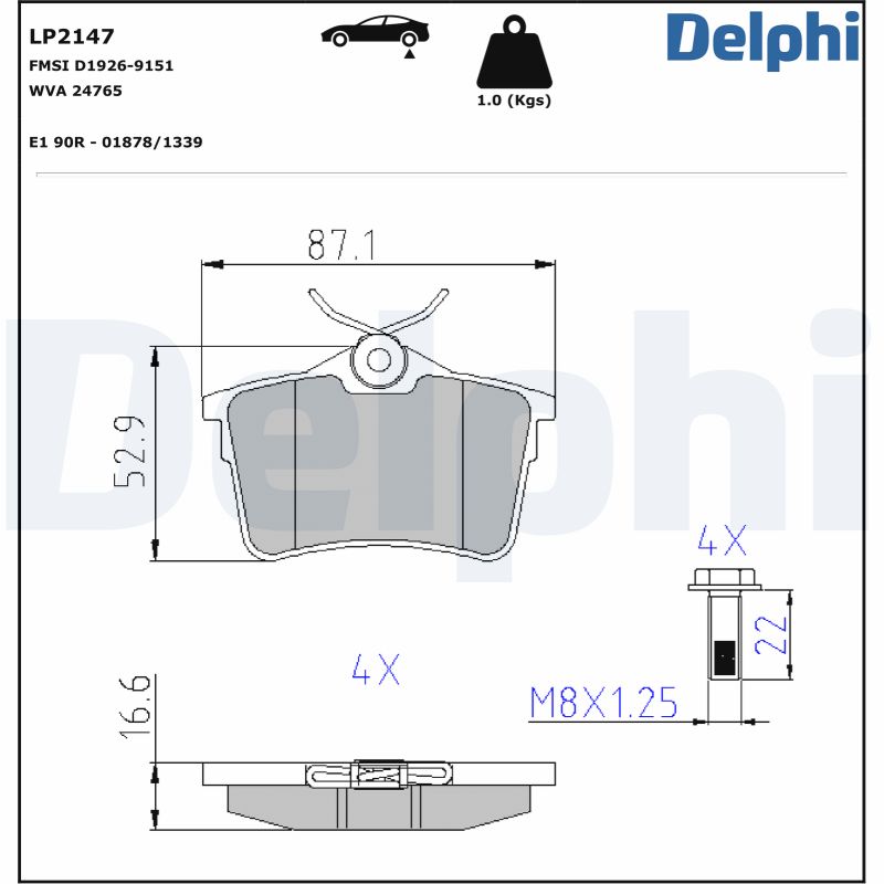 DELPHI Hátsó fékbetét LP2147_DEL