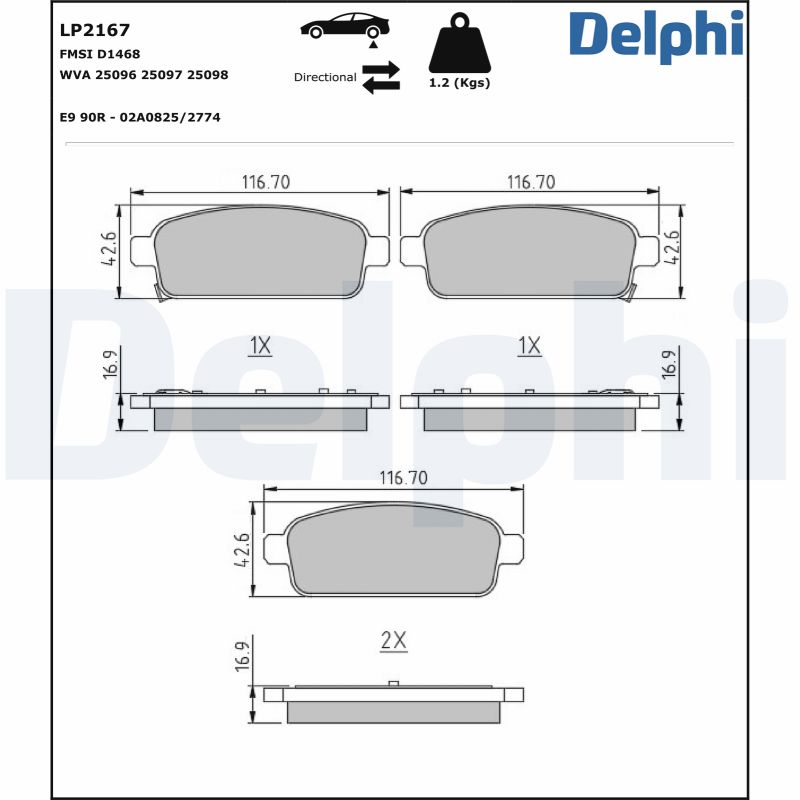 DELPHI Hátsó fékbetét LP2167_DEL