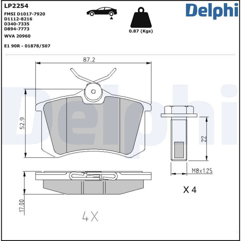 DELPHI Hátsó fékbetét LP2254_DEL