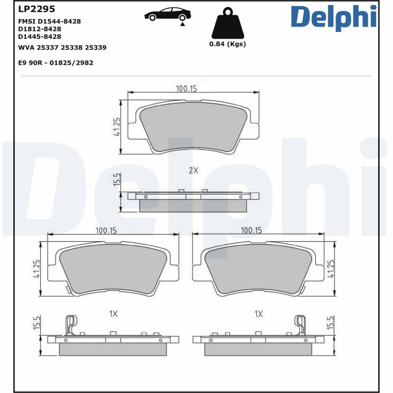 DELPHI Hátsó fékbetét LP2295_DEL