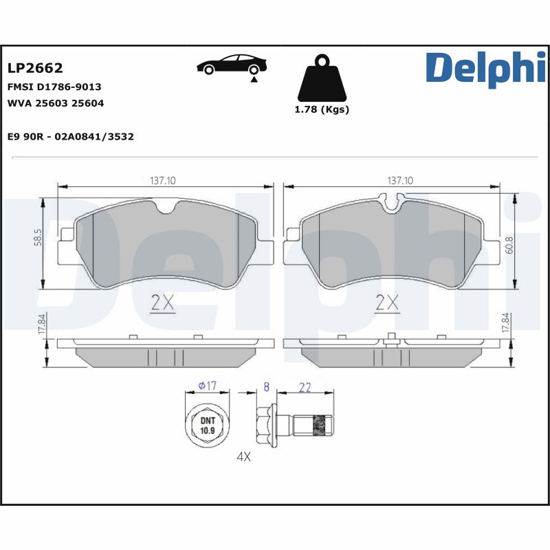 DELPHI Hátsó fékbetét LP2662_DEL