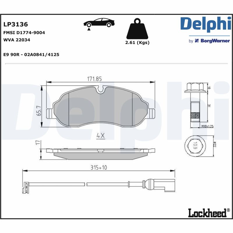 DELPHI Első fékbetét LP3136_DEL