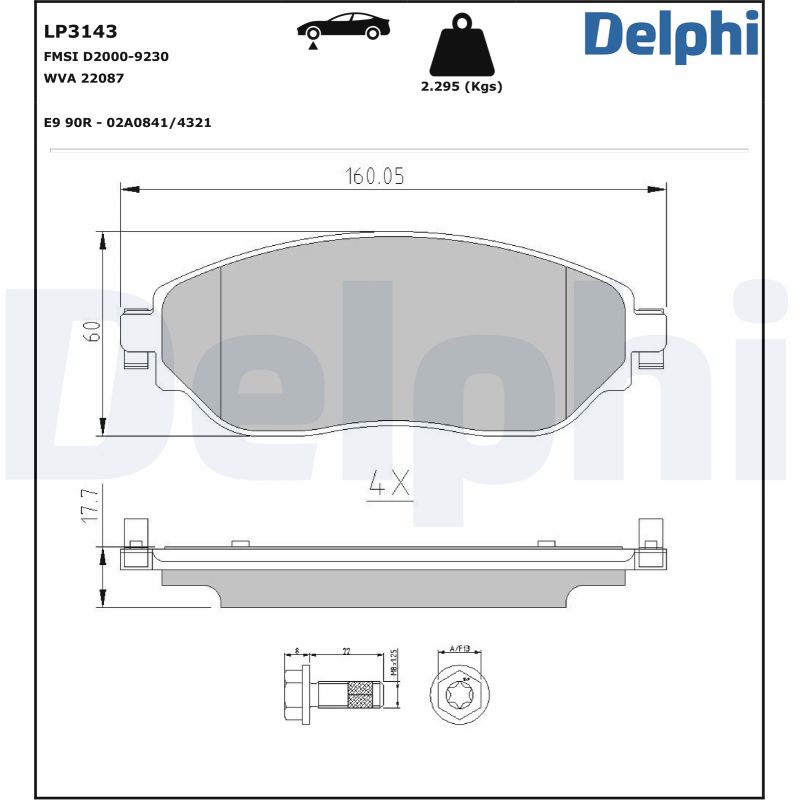 DELPHI Első fékbetét LP3143_DEL