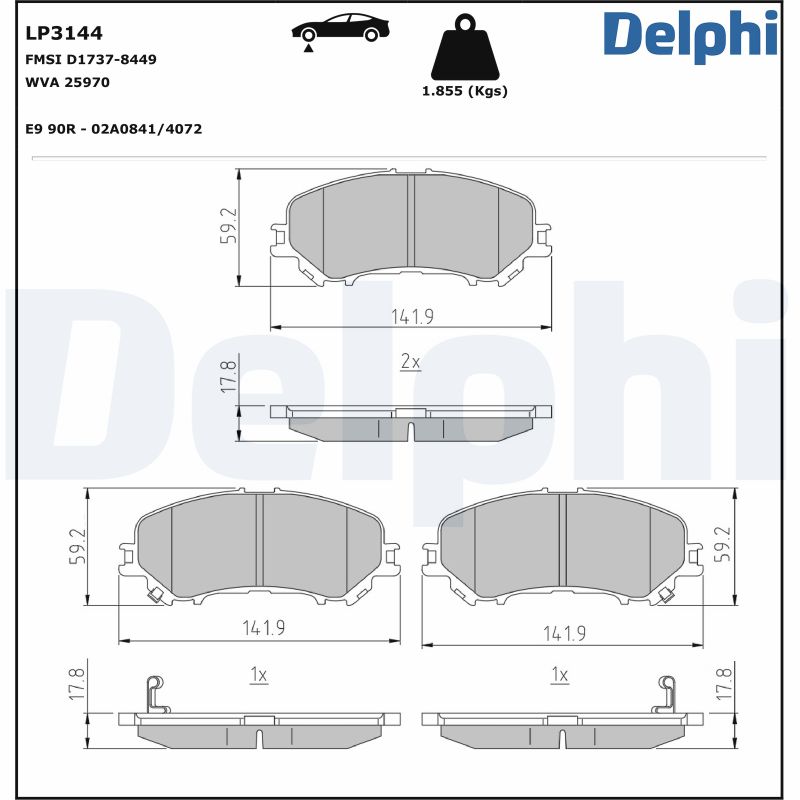 DELPHI Első fékbetét LP3144_DEL