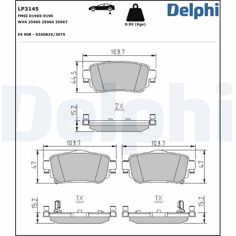 DELPHI Hátsó fékbetét LP3145_DEL