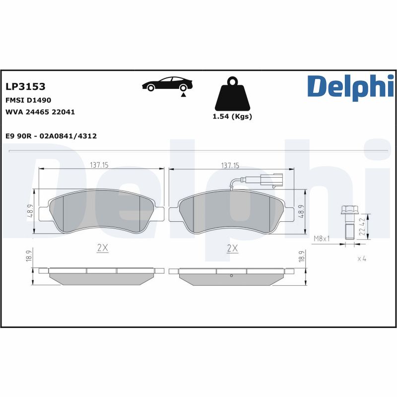 DELPHI Hátsó fékbetét LP3153_DEL