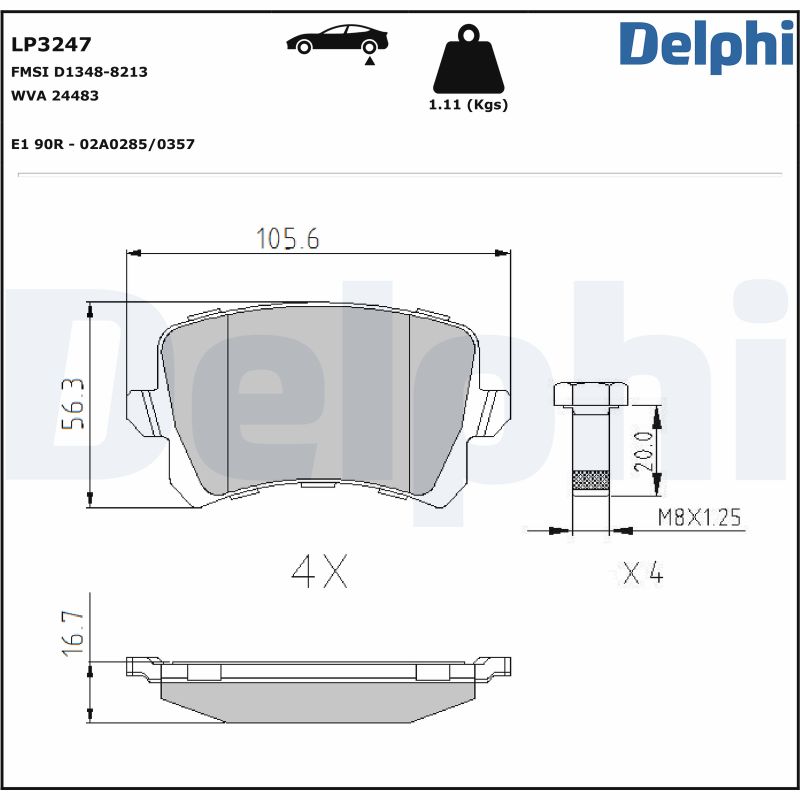 DELPHI Hátsó fékbetét LP3247_DEL