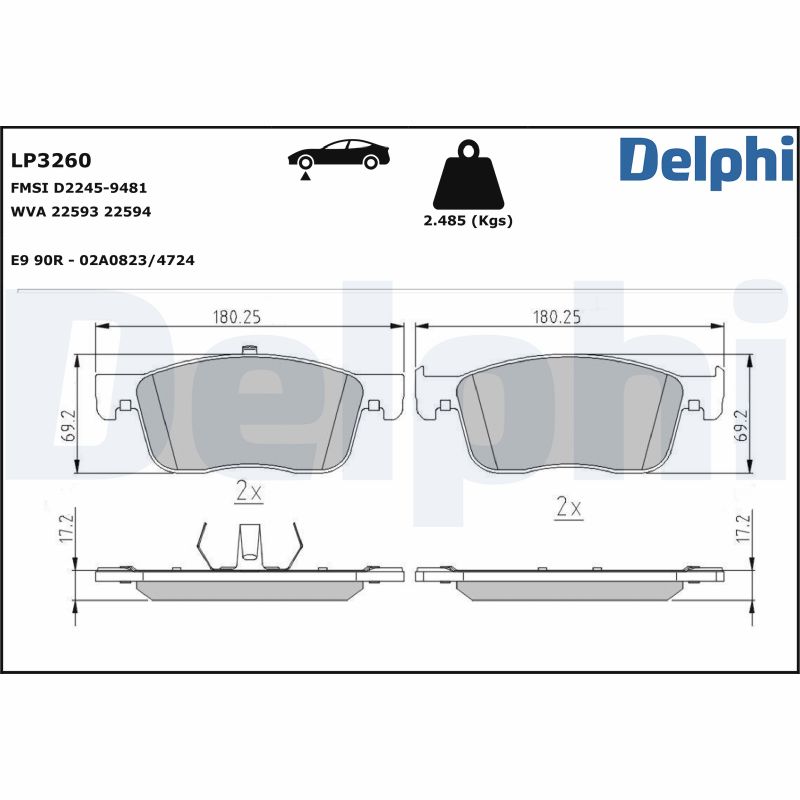 DELPHI Első fékbetét LP3260_DEL