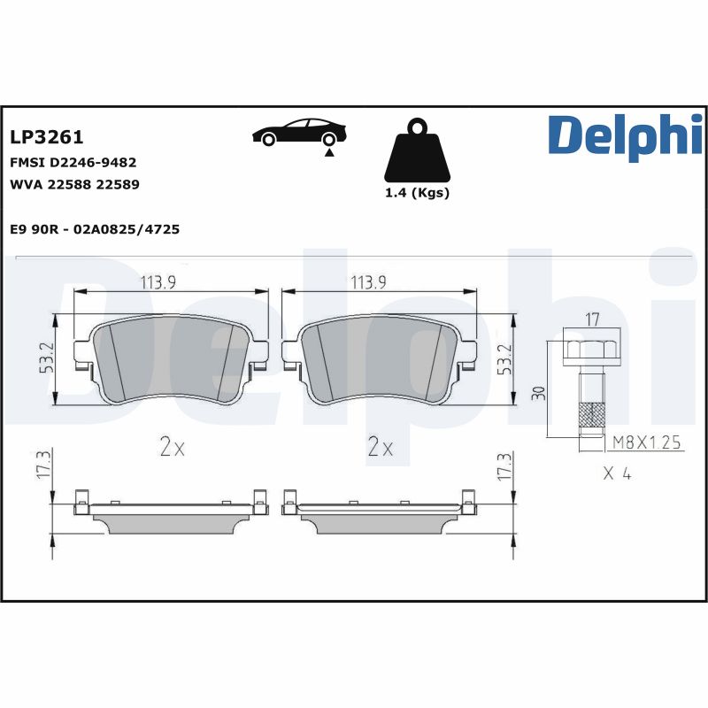 DELPHI Hátsó fékbetét LP3261_DEL