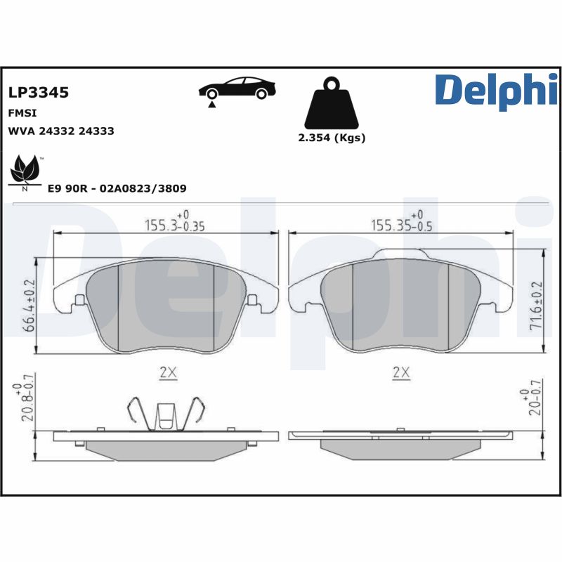 DELPHI Fékbetét, mind LP3345_DEL