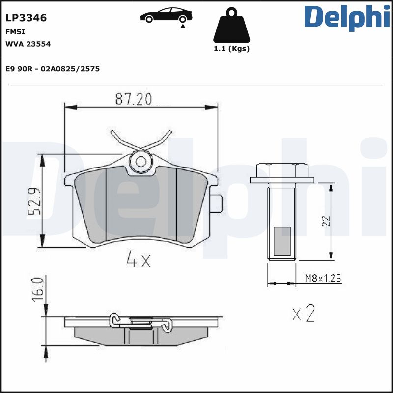 DELPHI Hátsó fékbetét LP3346_DEL