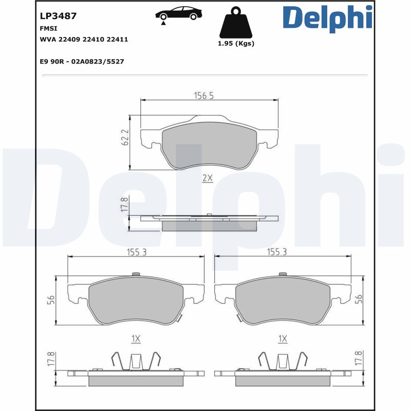 DELPHI Fékbetét, mind LP3487_DEL