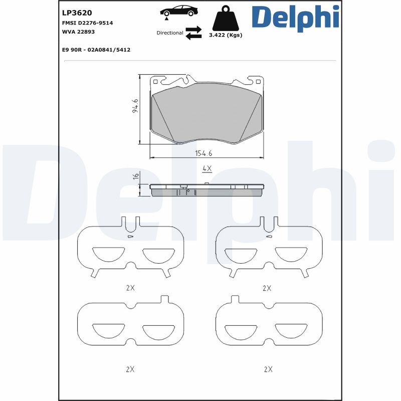 DELPHI Fékbetét, mind LP3620_DEL