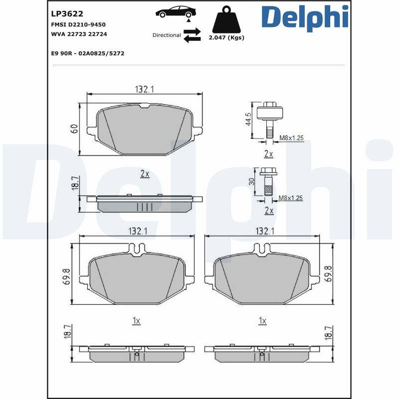 DELPHI Hátsó fékbetét LP3622_DEL