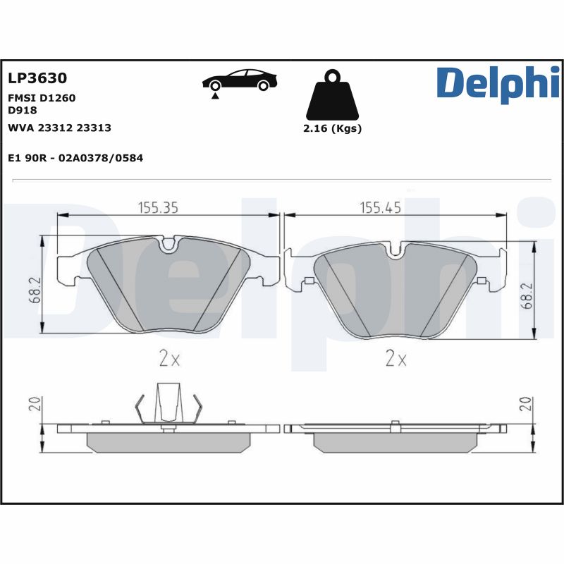 DELPHI Fékbetét, mind LP3630_DEL