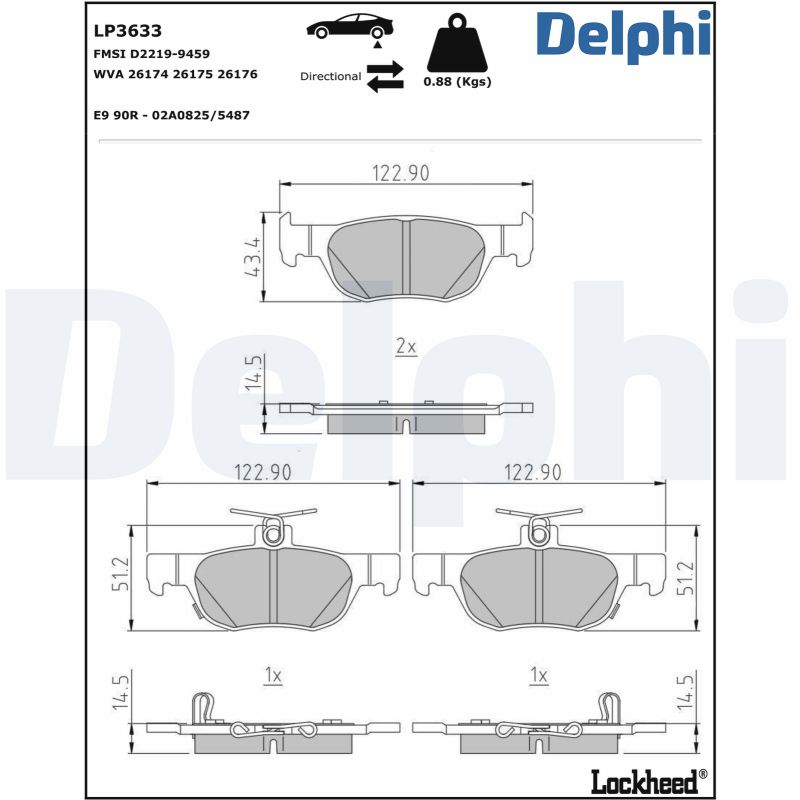 DELPHI Fékbetét, mind LP3633_DEL