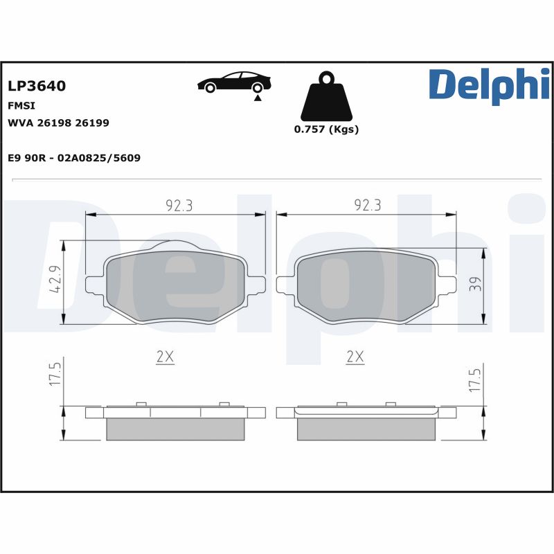 DELPHI Fékbetét, mind LP3640_DEL