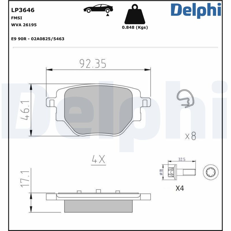 DELPHI Fékbetét, mind LP3646_DEL