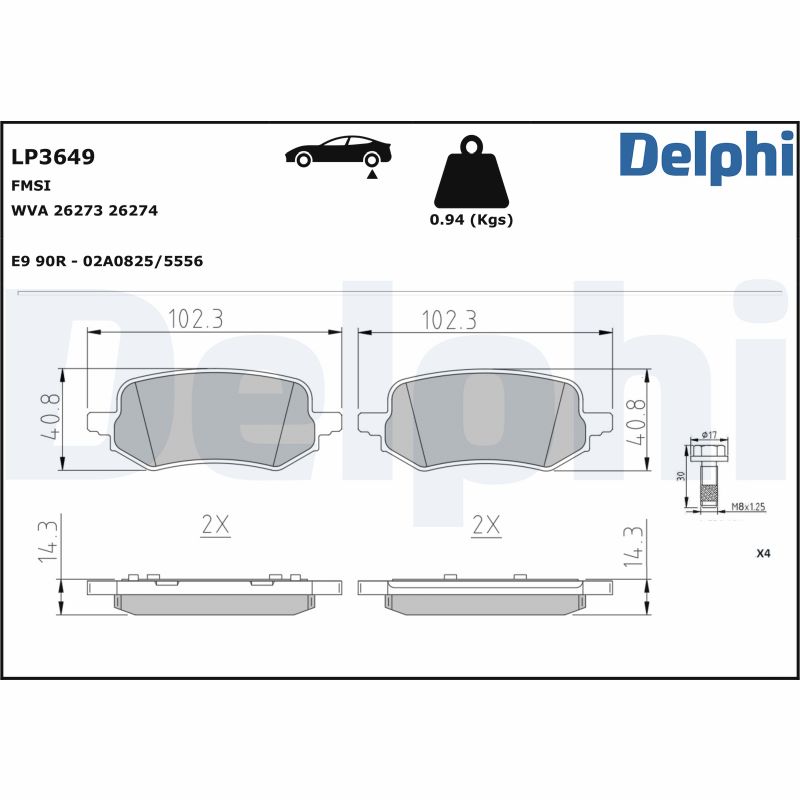 DELPHI Fékbetét, mind LP3649_DEL