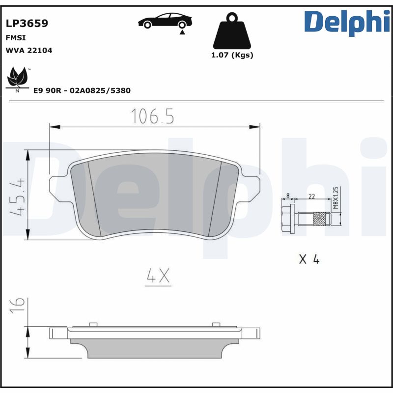 DELPHI Fékbetét, mind LP3659_DEL