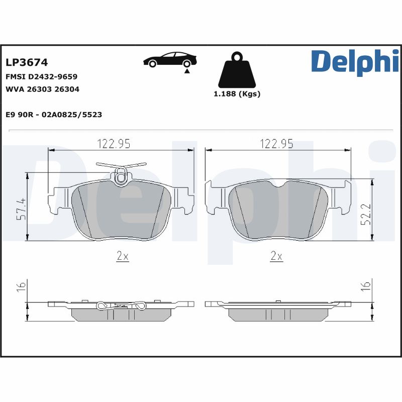 DELPHI Fékbetét, mind LP3674_DEL