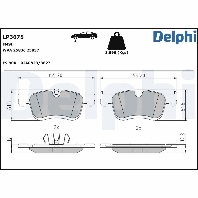 DELPHI Fékbetét, mind LP3675_DEL