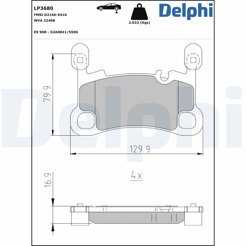 DELPHI Fékbetét, mind LP3680_DEL