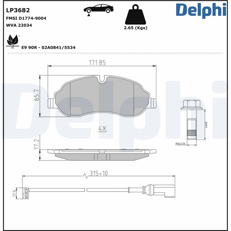 DELPHI Fékbetét, mind LP3682_DEL